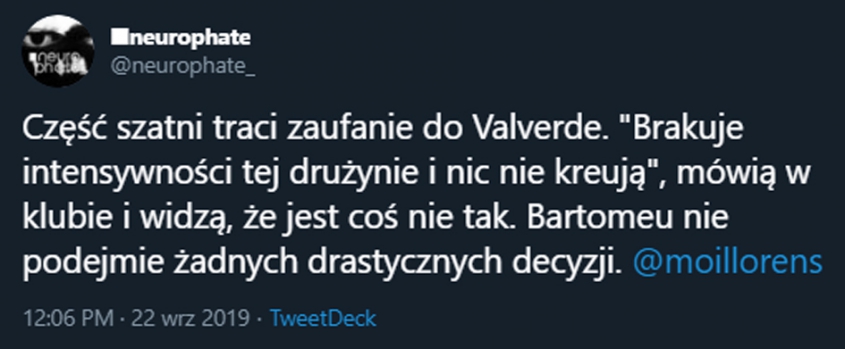 Część szatni traci zaufanie do Valverde!